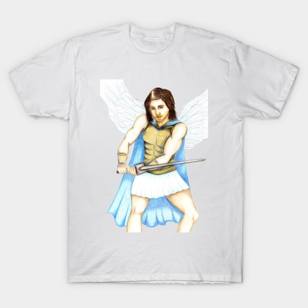 Archangel Michael the Protector- White T-Shirt by EarthSoul